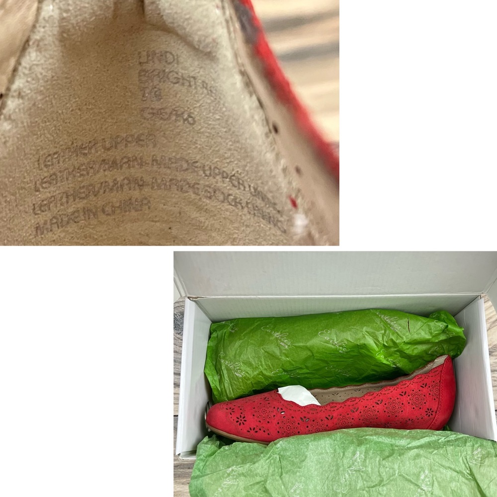 ❌SOLD❌NIB Earthies Lindi Floral Laser Cut Scalloped Leather Ballet Flats 7B - Picture 11 of 12